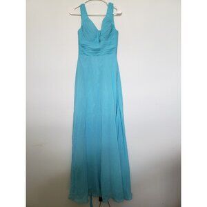 Ants Womens Sz 4 Formal Dress Turquoise Sleeveless Floor Length Prom Lace Up NWT